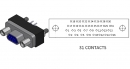 MBC-1031-6B3T(Micro-D nickel shell receptacle straight mount 31pins,Insulator color:Blue)