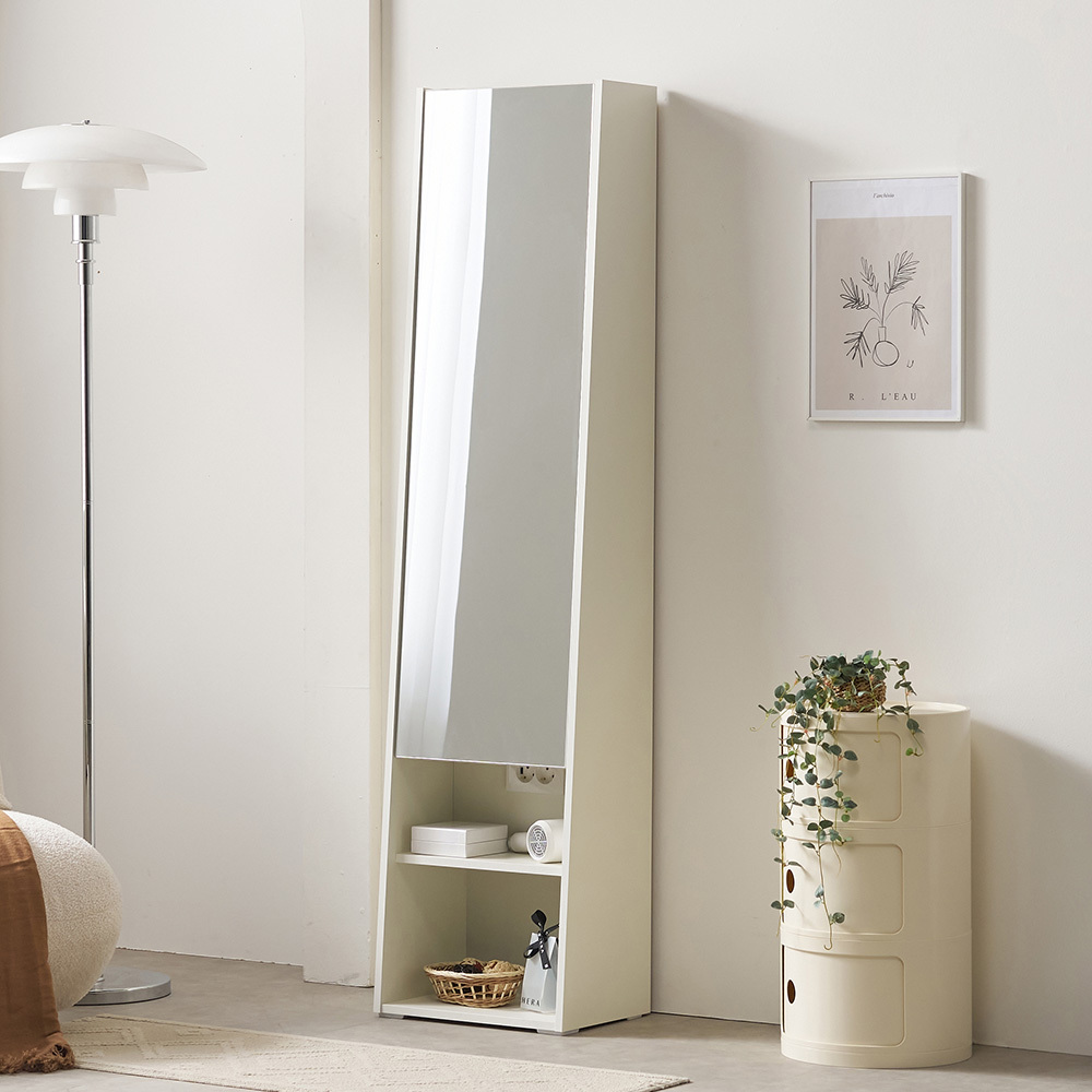 마리메종 엘빈 콘센트형 전신거울 수납장 화장대