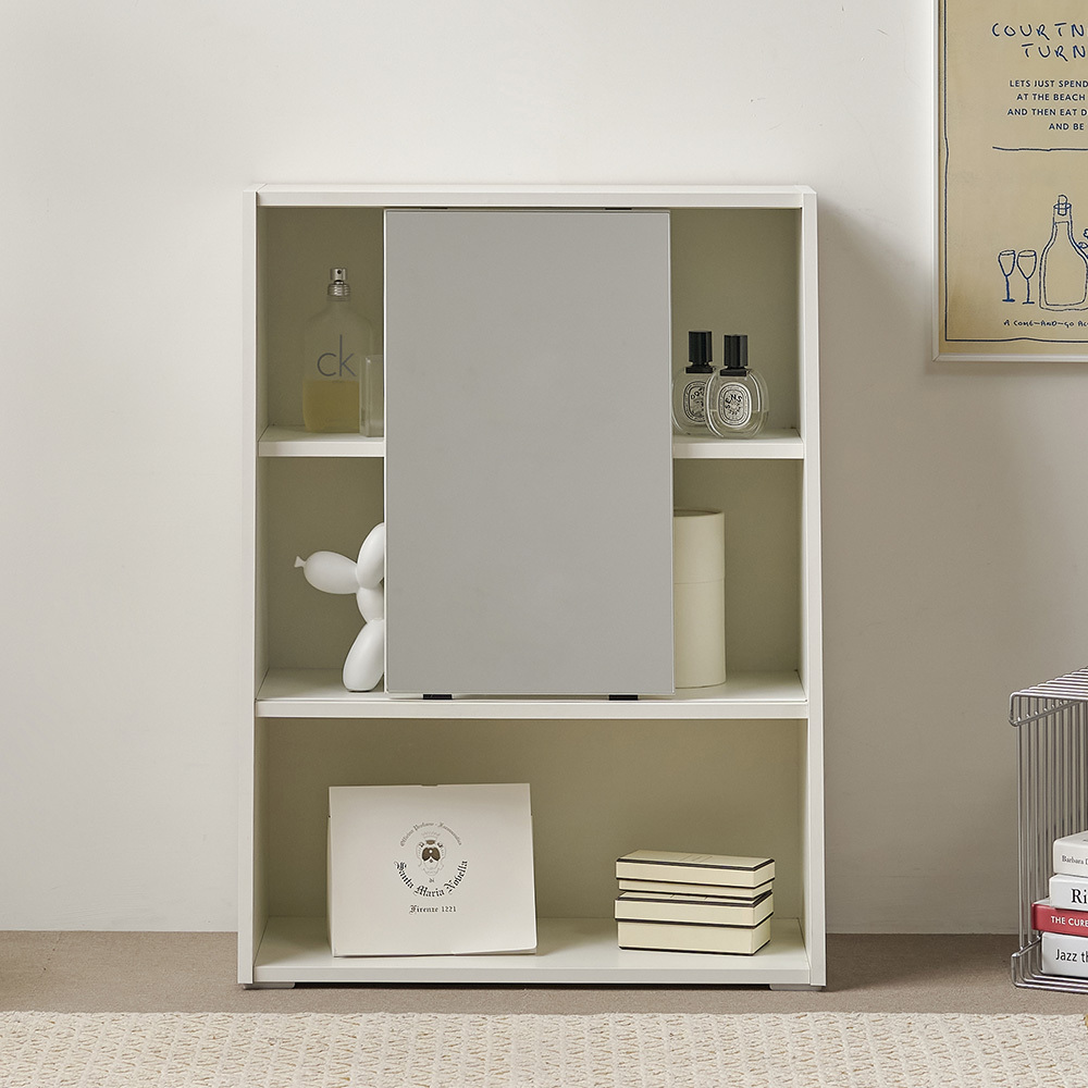 마리메종 엘빈 좌식 슬라이딩 거울 수납장 화장대 600