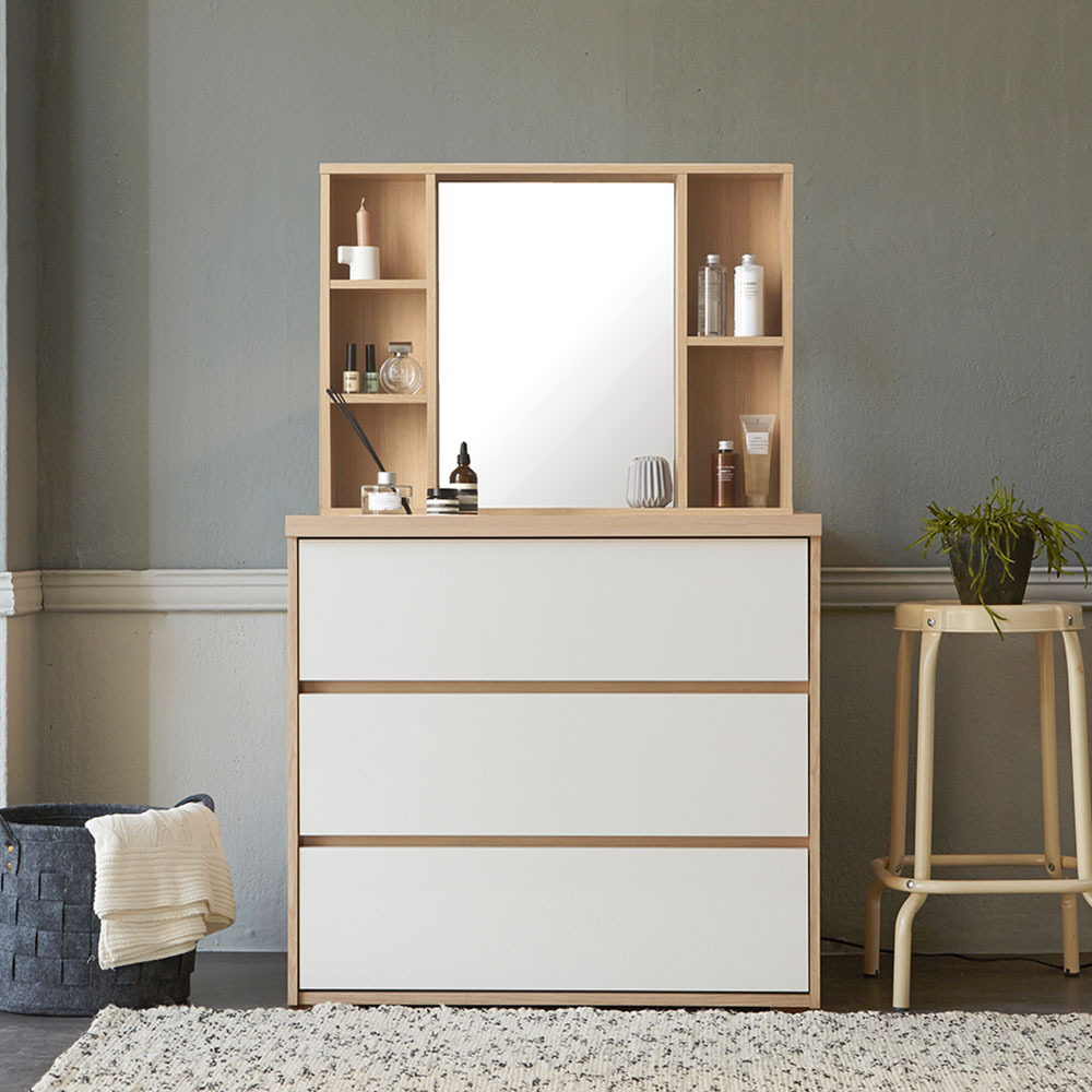 마리메종 글로시 830 3단 서랍장+수납거울 화장대