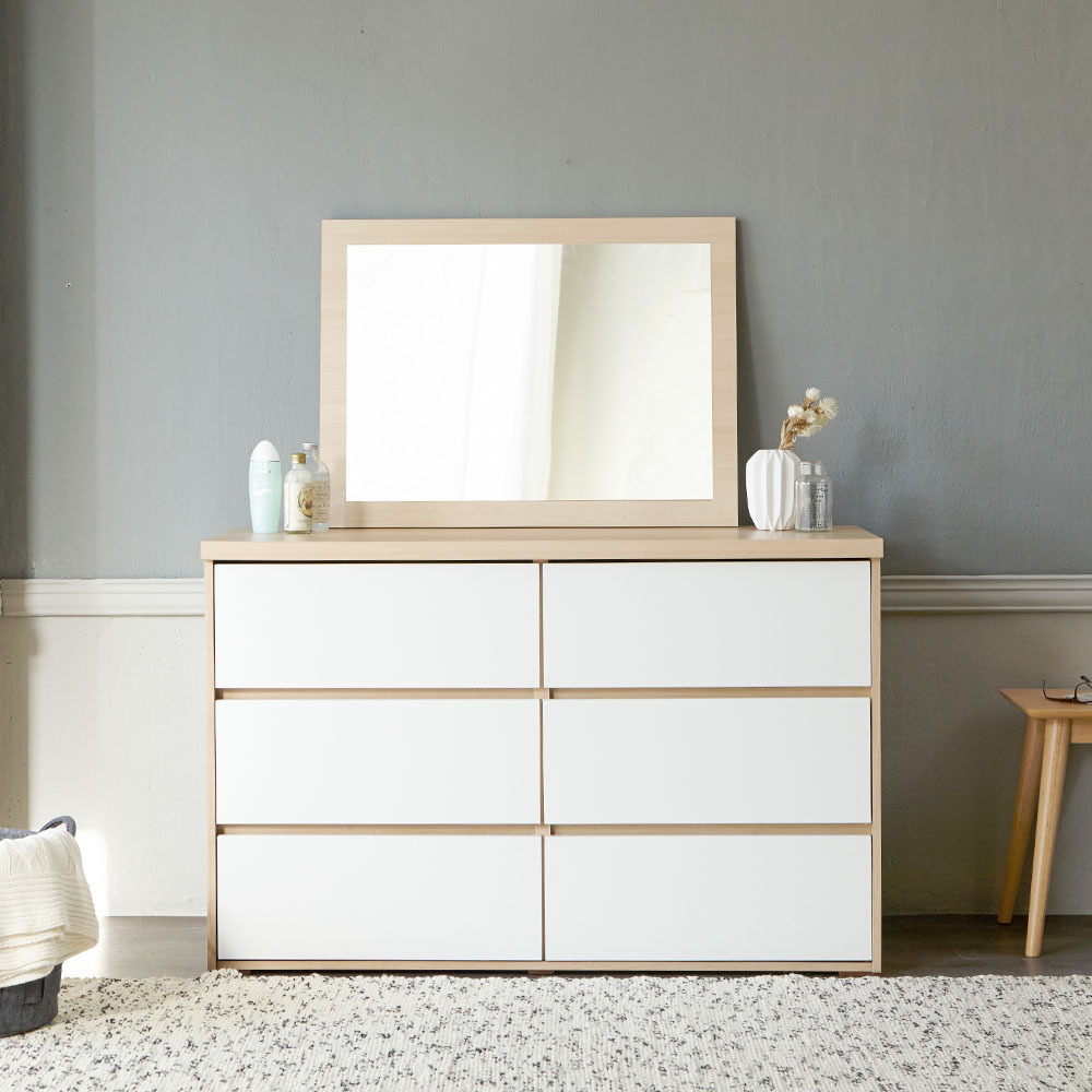 마리메종 글로시 1200 3단 서랍장+거울 화장대