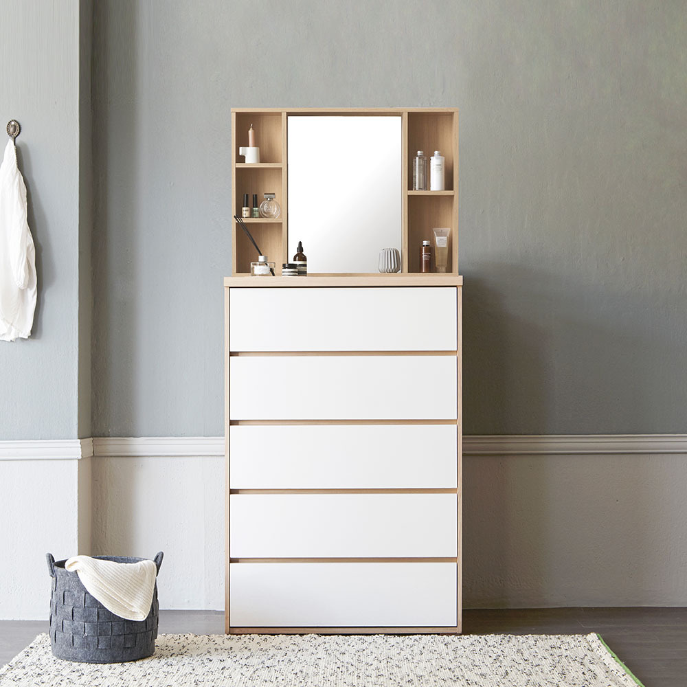 마리메종 글로시 830 5단 서랍장+수납거울 화장대