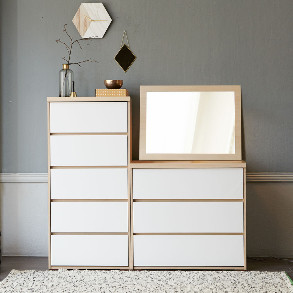 글로시 서랍장 600 5단+830 3단+거울 화장대