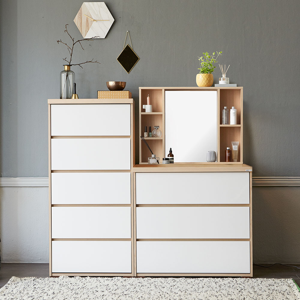 글로시 서랍장 600 5단+830 3단+수납거울 화장대