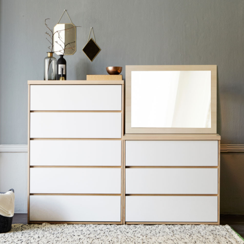 글로시 서랍장 830 5단+830 3단+거울 화장대