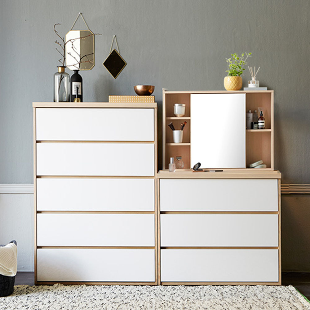 글로시 서랍장 830 5단+830 3단+슬라이딩거울 화장대