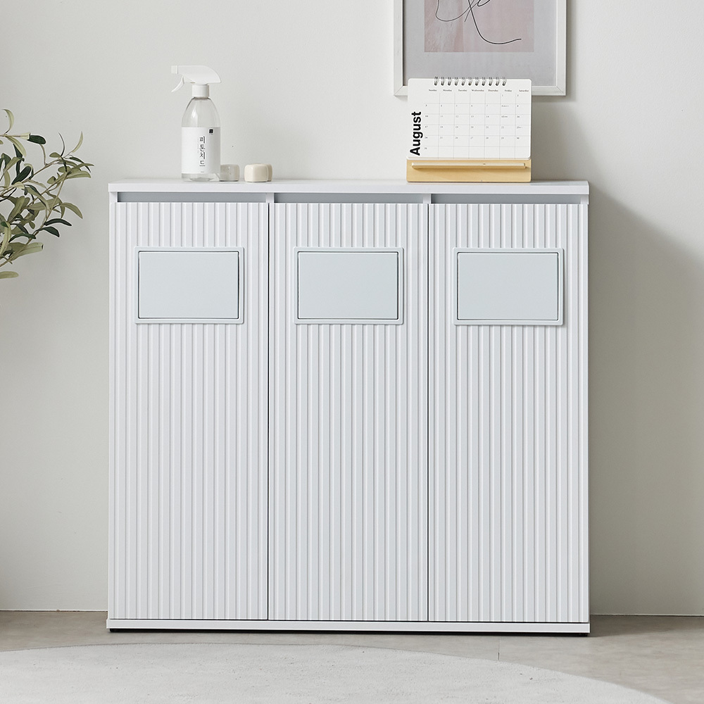 로덴 템바보드 슬림 휴지통 수납장 분리수거함 3단