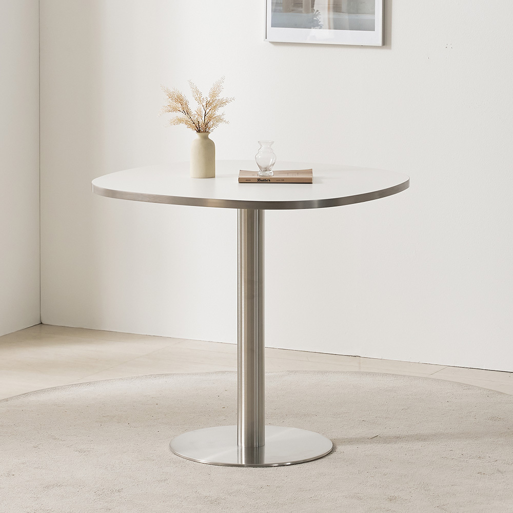 마테 800 모던 실버엣지 라운드사각 식탁 테이블