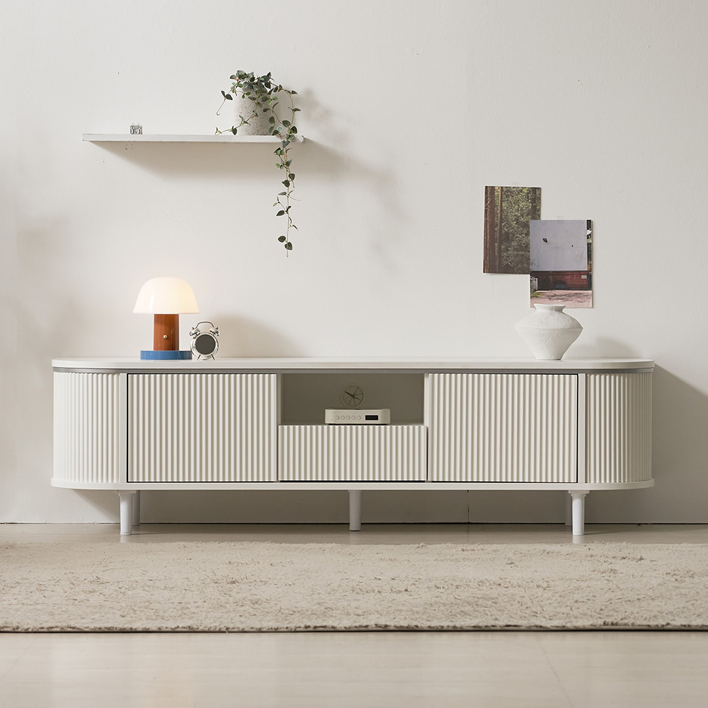 루이스 1600 라운드 템바보드 수납 거실장 티비다이