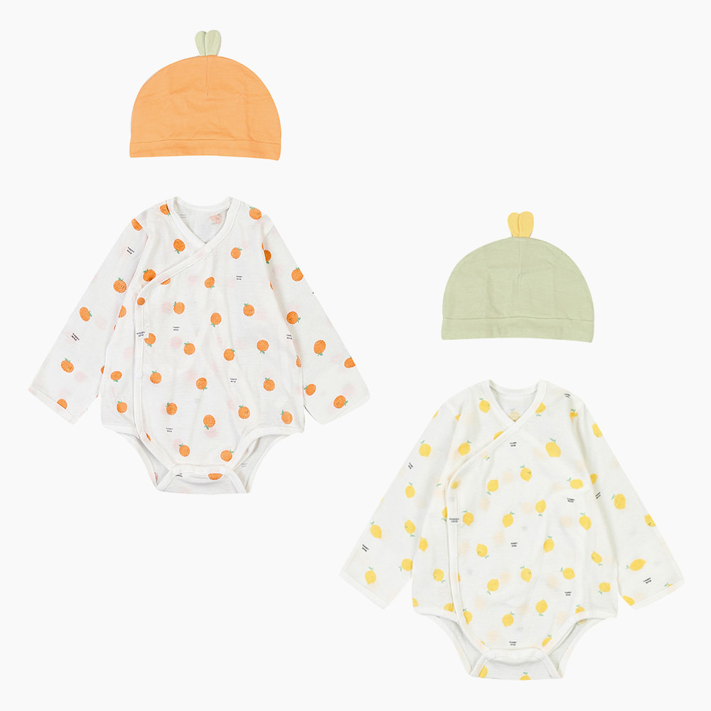 [해피랜드] 달린 배내슈트 모자세트 HZ310101