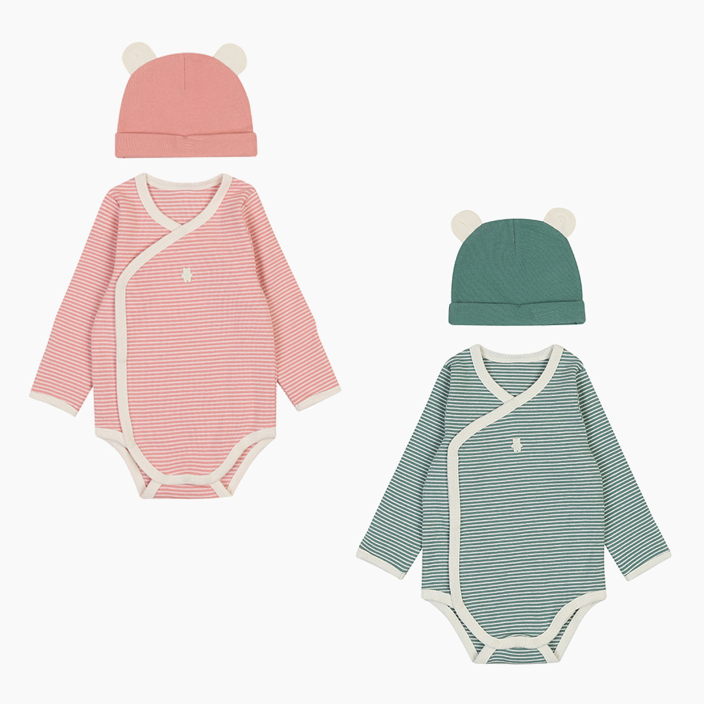 [해피랜드] 빌리 선염 배내슈트 모자세트 HZ710202