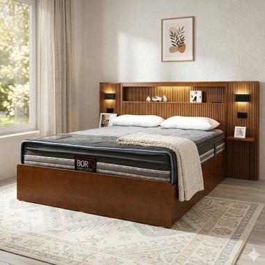 루미에 원목 퀸 킹사이즈 겸용 수납형 침대프레임