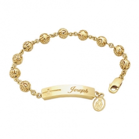 [주얼링] 스틱 장미세례명 묵주팔찌 130번(중)