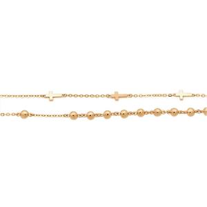 핑크 십자볼 묵주팔찌 201번 (2.7mm)
