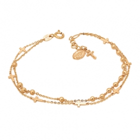 핑크 십자볼 묵주팔찌 201번 (2.7mm)