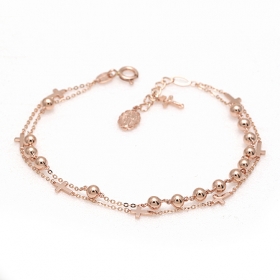 핑크 십자볼 묵주팔찌 209번 (3.5mm)