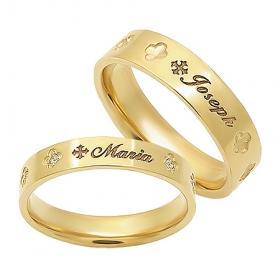 커플 꽃 세례명묵주반지 2173번