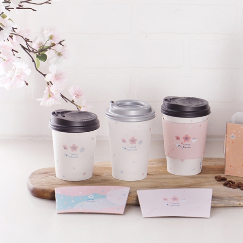 ★[종이컵 세트] 13oz 벚꽃+뚜껑 각 1000개 / 13온스종이컵