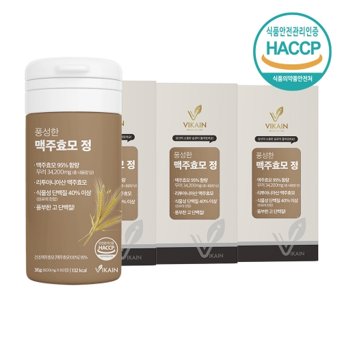 비카인 풍성한 동결건조 맥주효모 정 고순도 고단백질 베타글루칸 600mg x 60정 (소비기한 26.06.03)