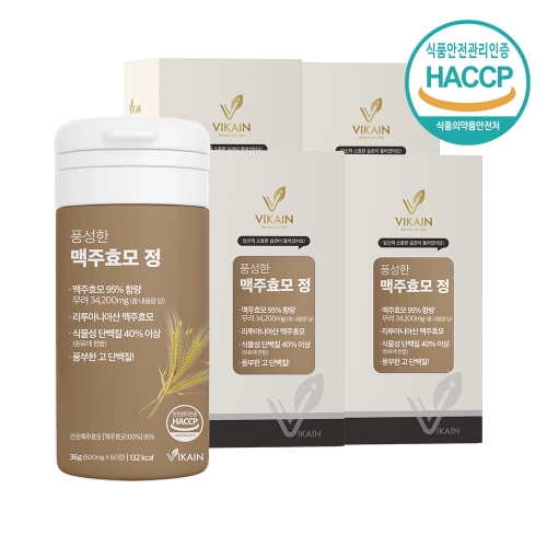 비카인 풍성한 동결건조 맥주효모 정 고순도 고단백질 베타글루칸 600mg x 60정 (소비기한 26.06.03)