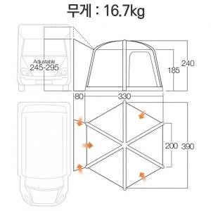 반고 에어허브 헥스어웨이 2 톨 카라반 어닝, 캠핑카 어닝, 하우스 어닝 텐트