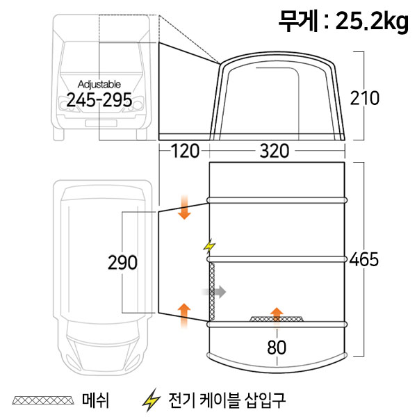 반고 갤리 톨 카라반 어닝, 캠핑카 어닝, 하우스 어닝 텐트