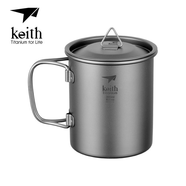 키이스 KE Single-Wall Titanium Mug with Folding Handle and Lid_Ti3201