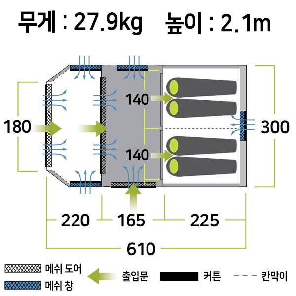 젬파이어 에보 TM V2 에어텐트(4인용), 어닝 월 세트