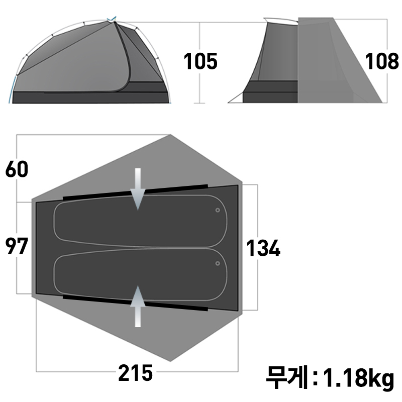 씨투써밋 알토 TR2 UL 그레이 텐트