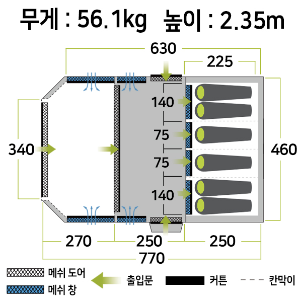젬파이어 프로 TXL V2 TC 면혼방 에어텐트(8인용) + 어닝 월 세트