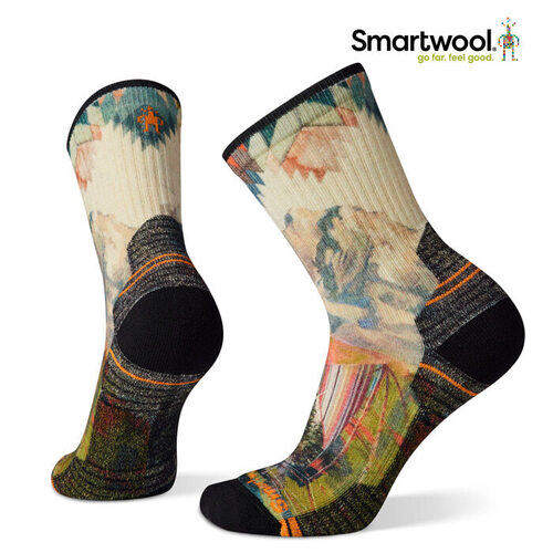 스마트울 W Hike Light Cushion Mountain Print Crew Socks 여성