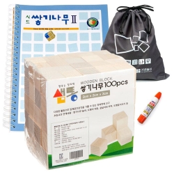 샘통 쌓기나무2cm100p와 시드교재2단계 주머니목공풀