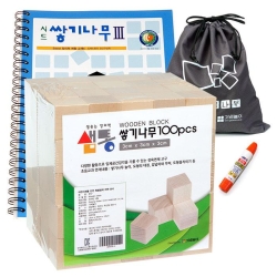 샘통 쌓기나무3cm100p와 시드교재3단계 주머니목공풀