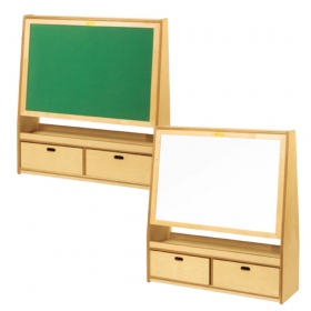 (온라인판매금지) 고무나무 원목 양면서랍칠판 - 1532