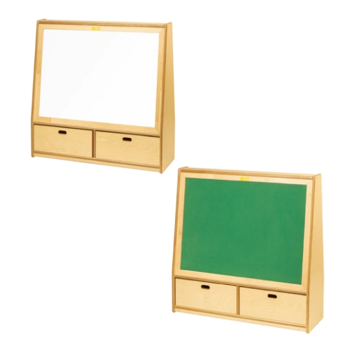 (온라인판매금지) 고무나무 원목 양면서랍칠판 - 1531