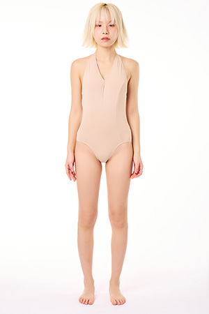 카라 홀터 레오타드(베이지)