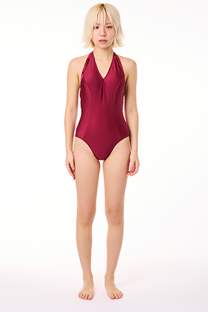 카라 벨벳 레오타드(버건디)