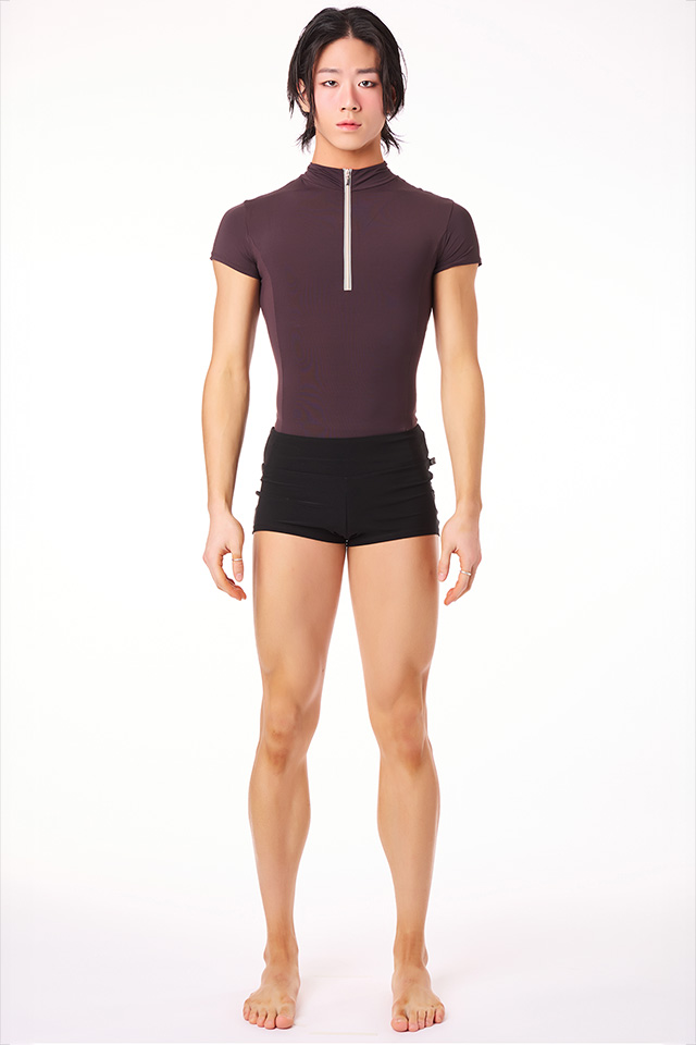 하이넥 집업 스냅 레오타드(체스넛) 1