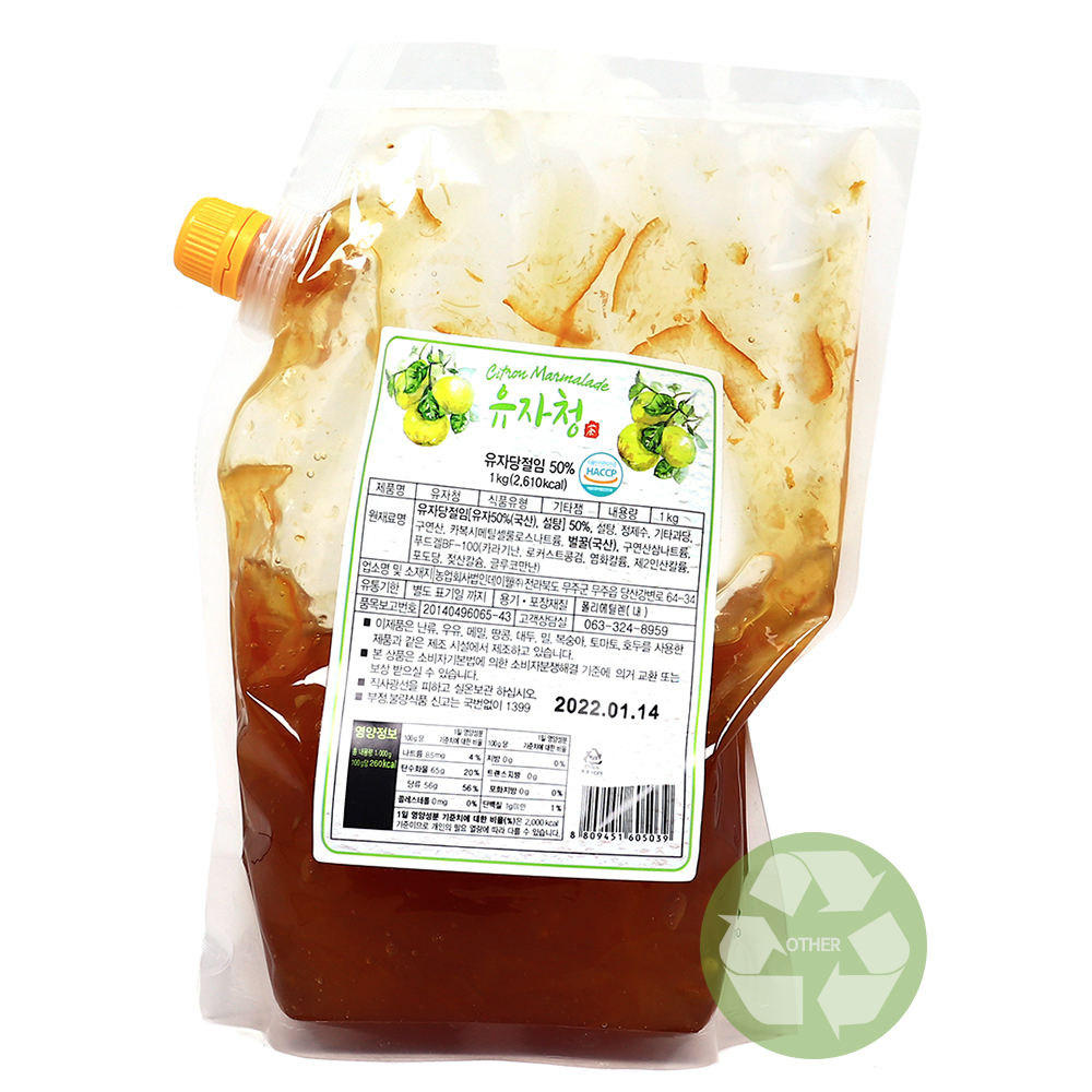 데이웰 유자청 1kg-파우치 꿀유자차