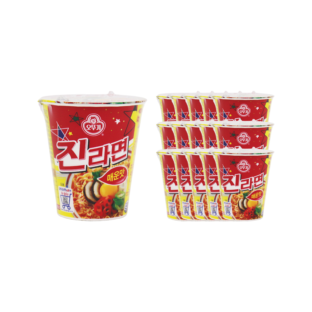 오뚜기 진라면 매운맛 컵 65g-소 한박스 (65g x 15ea)