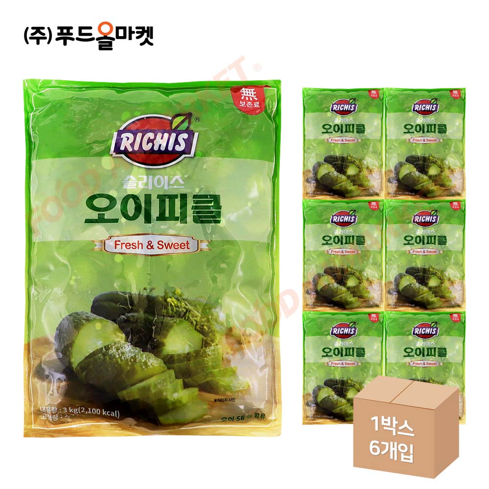 리치스 슬라이스 오이피클-파우치 3kg 한박스 (3kg x 6ea)