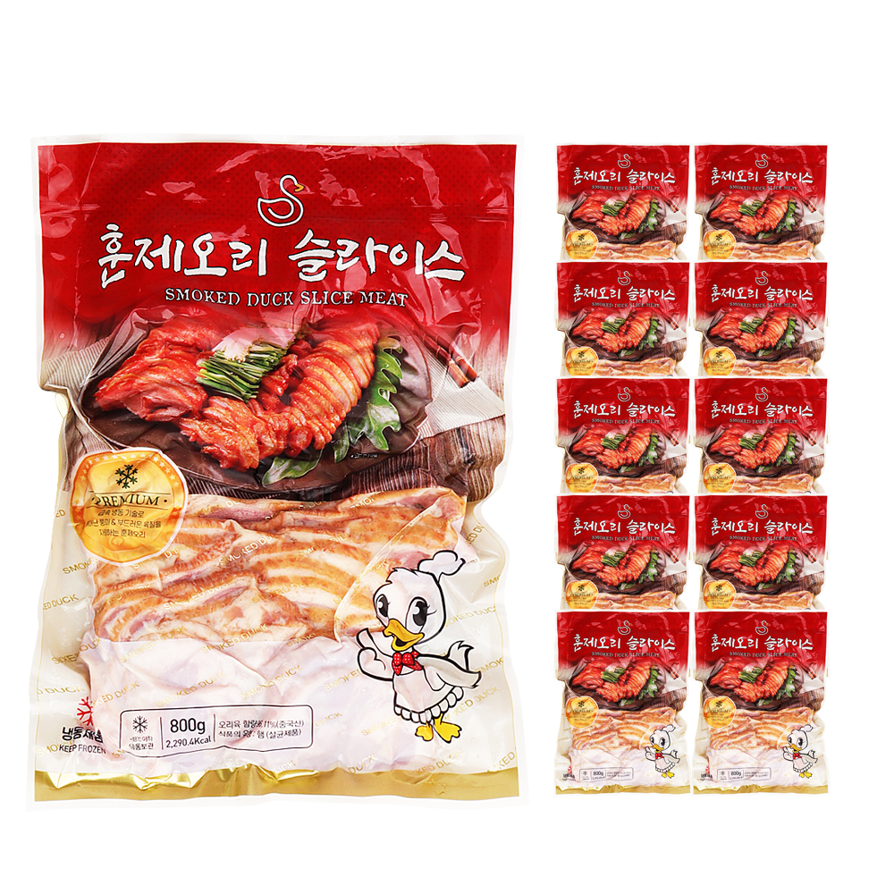 삼아 훈제오리 슬라이스 800g /냉동 한박스 (800g x 10ea)-아이스박스무료