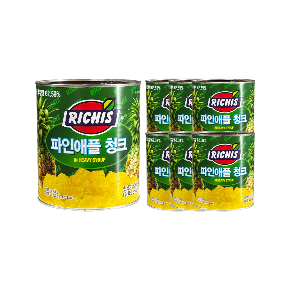 리치스 파인애플 청크 3062g 한박스 (3.062kg x 6ea)