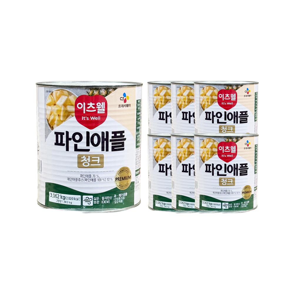 이츠웰 프리미엄 파인애플 청크 3062g 한박스 (3.062kg x 6ea)