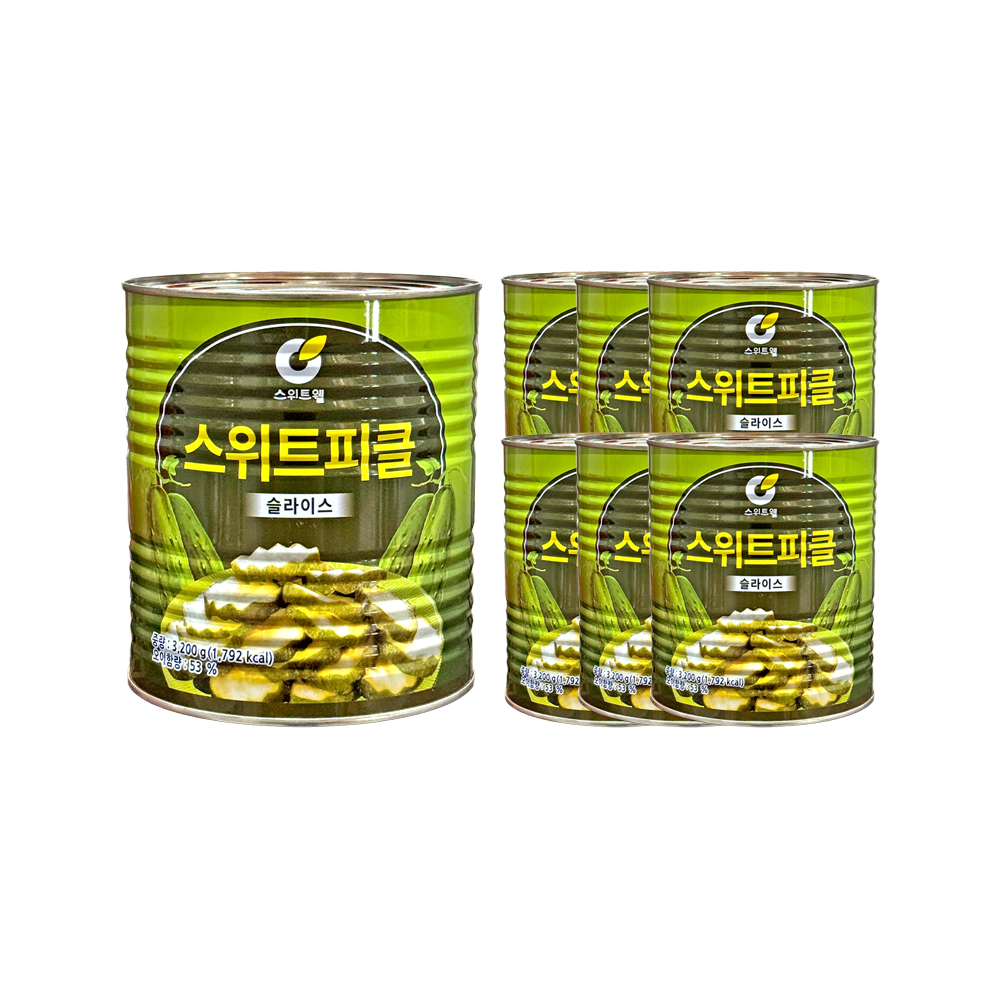 스위트웰 스위트피클 슬라이스 3.2kg /오이피클 한박스 (3.2kg x 6ea)
