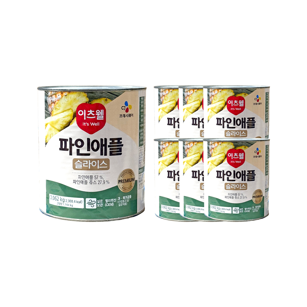 이츠웰 프리미엄 파인애플 슬라이스 3062g /Philpack 한박스 (3.062kg x 6ea)