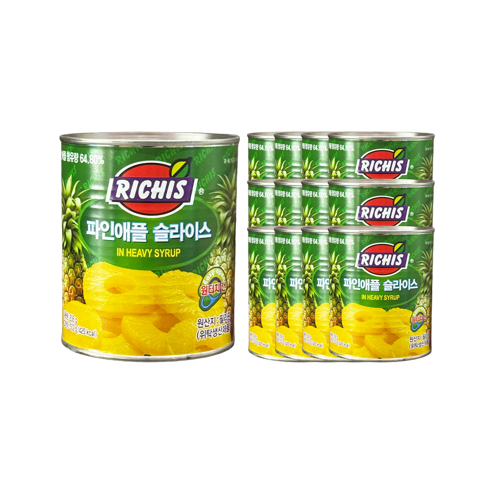 리치스 파인애플 슬라이스 원터치 836g 한박스 (836g x 12ea)