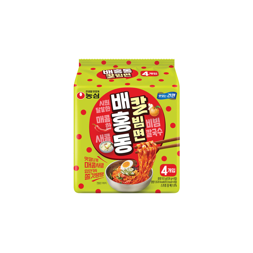 농심 배홍동 칼빔면 (128g x 4ea) x 8ea /멀티팩 /box/ 소비기한 26.10.05