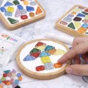 색타일티코스터만들기 DIY 모자이크타일 색타일우드코스터 티코스터 나무컵받침 우드트레이 나무받침
